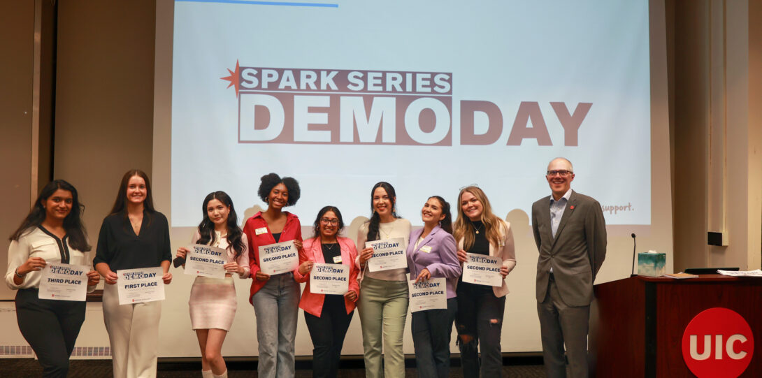 Student presenters at Demo Day